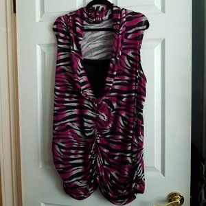 Plus Zebra Print Sleeveless Blouse